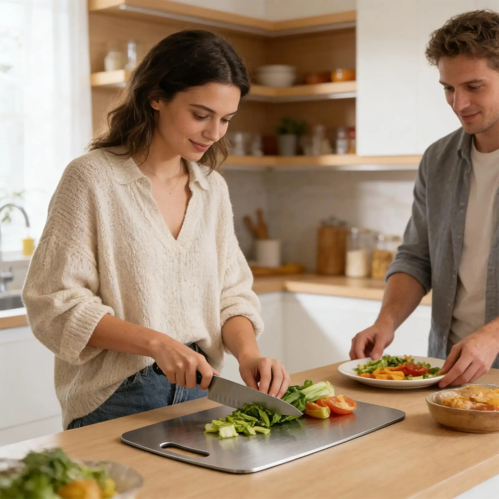 Meal Prep Veggie - Stainless Steel Chopping Board Double Sided
