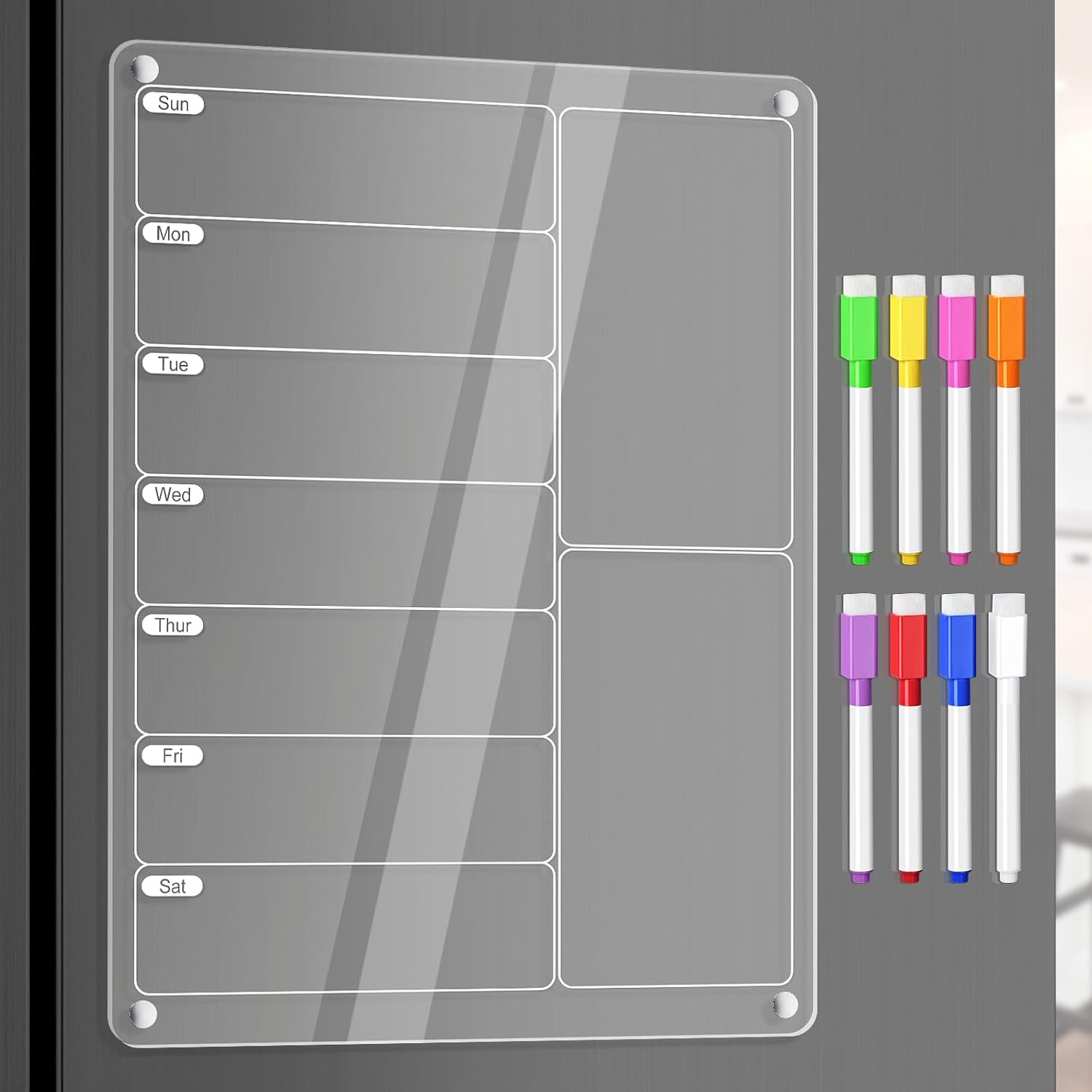 Meal Prep Planner - Clear Acrylic Magnetic Fridge Weekly Meal