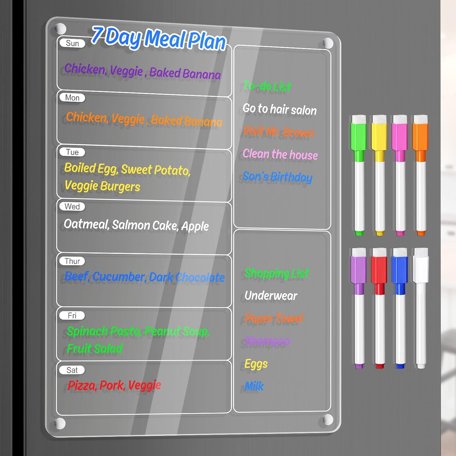 Clear Acrylic Magnetic Fridge  - Meal Prep Planner recension och pris