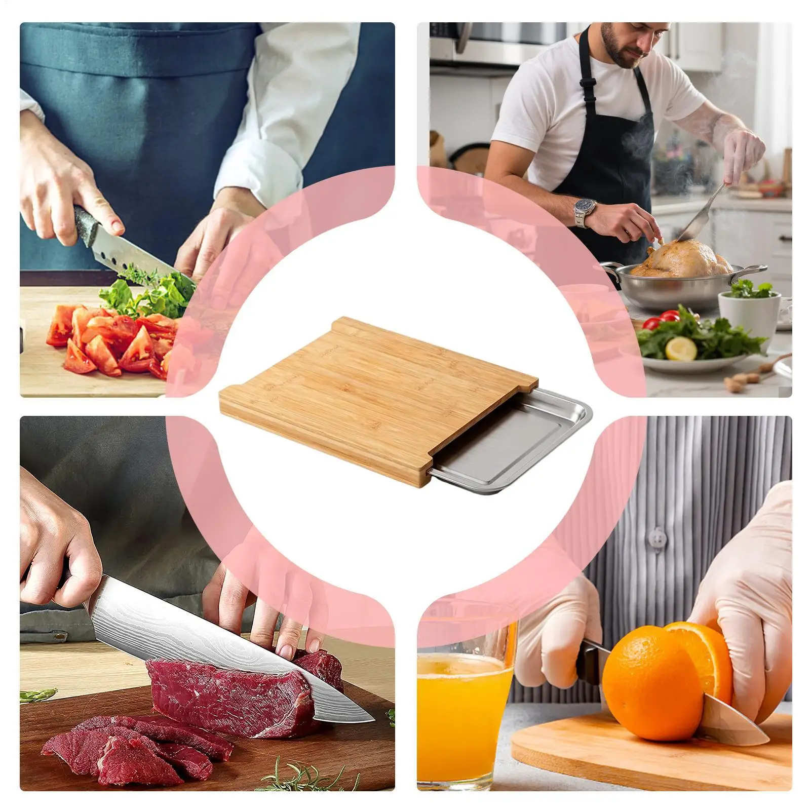 Wooden Cutting Board Non-Slip  - Meal Prep Veggie recension och pris